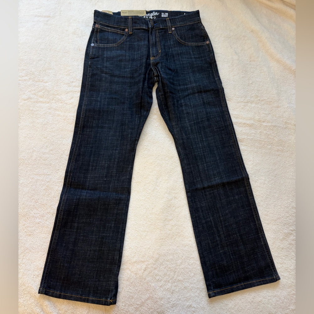Wrangler Retro Slim Boot Dark Blue Men's Jeans 30x30 New With Tags